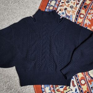 Express Cutout Cable Knit Turtleneck Sweater